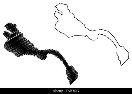 Xorazm Région (République d'Ouzbékistan, les régions de l'Ouzbékistan) map vector illustration gribouillage, croquis de la région de Khorezm site Illustration de Vecteur