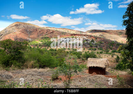 Paysage des hautes terres de Madagascar traditionnel Banque D'Images