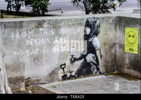 Londres, Royaume-Uni. 26 avril 2019. Marble Arch Graffiti Banksy. Credit : Van Quan/Alamy Banque D'Images