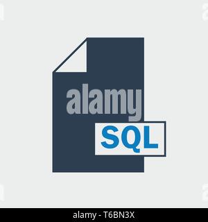 SQL (Structured Query Language) format de fichier icône sur fond gris. Illustration de Vecteur