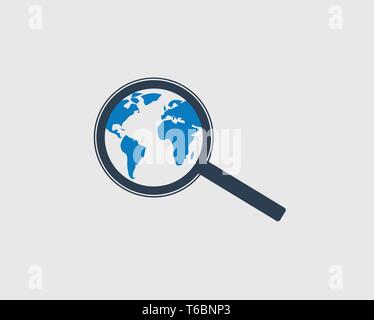 Avec l'icône Globe symbole Loupe Illustration de Vecteur