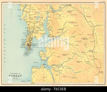 Bombay / Mumbai city & environs. L'État du Maharashtra. Salsette. L'Inde britannique 1931 map Banque D'Images