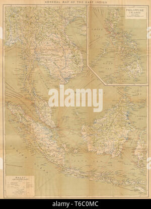 East Indies archipel malais. Indochine Philippines Malaisie Indonésie 1920 map Banque D'Images