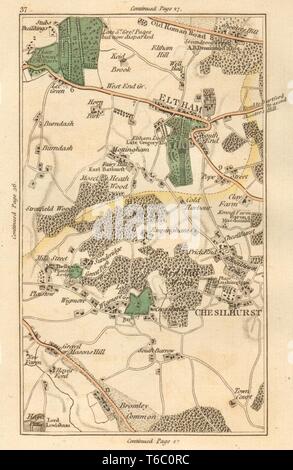 BROMLEY. Beauraing,tir,Chislehurst's Hill,bois,Petts Blackheath Park map 1811 Banque D'Images