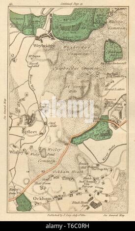 WEYBRIDGE. Byfleet, Ockham, Wisley, Cobham, Walton-on-Thames, Ripley 1811 map Banque D'Images