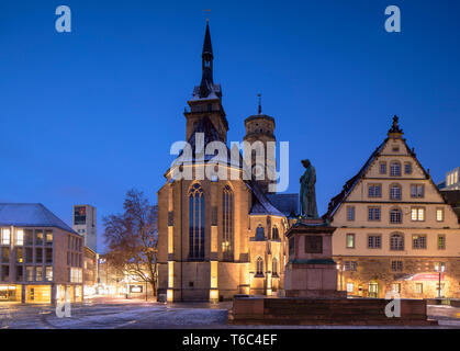 À l'aube de schwanenburg Schillerplatz, Stuttgart, Baden-WÃ¼rttemberg, Allemagne Banque D'Images