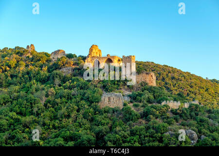 Israël, quartier Nord, la Galilée. Le Château de Montfort, une forteresse des croisés au sein de l'Nahali Kziv réserve naturelle. Banque D'Images