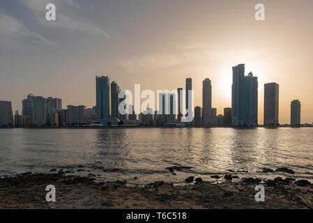 Vue sur l'horizon de Dubaï Creek Banque D'Images