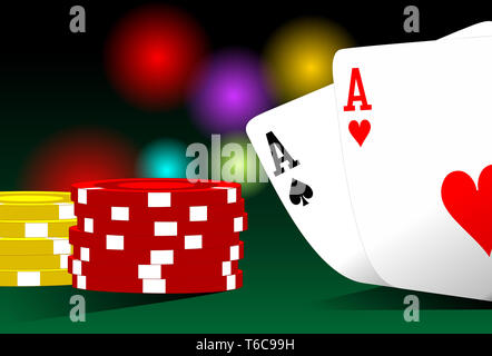 Illustration de pocket aces sur une table de poker Banque D'Images