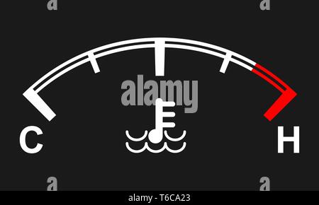 Location de la jauge de température du moteur. Symboles de chaud et froid. Vector illustration. Illustration de Vecteur