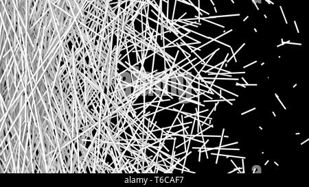 Résumé Fond d'un site Web de bandes blanches dans un modèle chaotique au fil noir. Illustration 3D. Banque D'Images