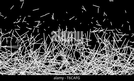 Résumé Fond d'un site Web de bandes blanches dans un modèle chaotique au fil noir. Illustration 3D. Banque D'Images