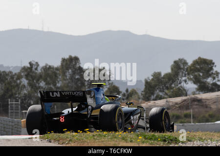 Barcelone, Espagne. 5 mars 2019 - Luca Ghiotto de l'Italie avec 8 courses VIRTUOSES UNI - l'arrière de la voiture sur la voie au cours de la 1re journée de Championnat F2 Te d'avant saison Banque D'Images