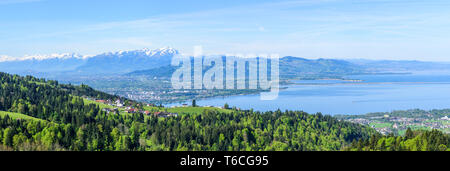 Vue impressionnante à Bregenz et vallée du Rhin à l'est du lac de Constance Banque D'Images