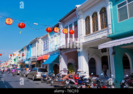 Thalang Road, Old Town, la ville de Phuket, Thaïlande Banque D'Images