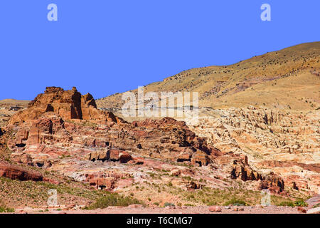 Vue d'un Mughar Nassara tombes, situé dans la partie orientale de Petra. La Jordanie. Banque D'Images