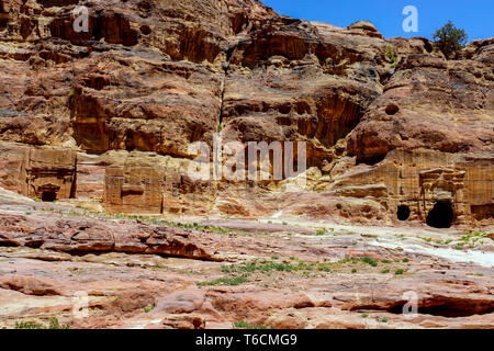 Un Mughar Nassara tombes, tombes chrétiennes sont, dans l'est de Pétra. La Jordanie. Banque D'Images