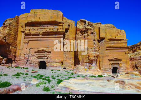 Un Mughar Nassara tombes, tombes chrétiennes sont, dans l'est de Pétra. La Jordanie Banque D'Images