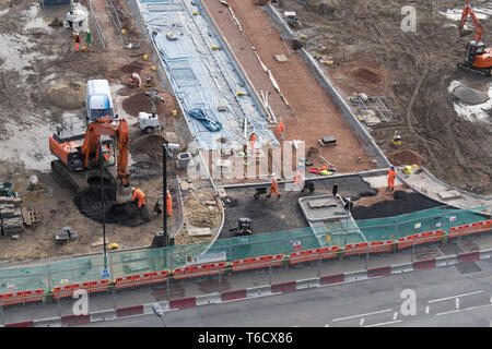 La construction de routes à Royal Mail site où 2 terrains vendus pour £101m pour nous-investisseur Greystar Resources pour construire rental apartment. Le sud de Londres. 13/11/2017 Banque D'Images