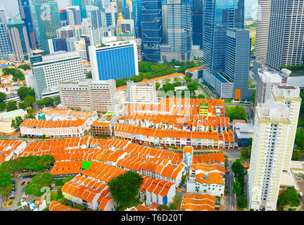 Vue aérienne du quartier chinois de Singapour Banque D'Images