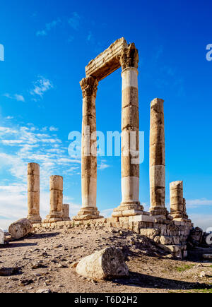 Ruines du temple d'Hercule, La Citadelle d'Amman, Amman, Jordanie Gouvernorat Banque D'Images