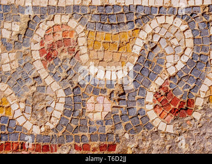 Sol de mosaïque dans le gouvernorat de Jerash Jerash, Jordanie, Banque D'Images