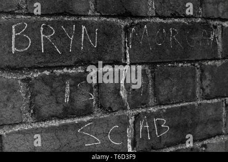 Graffiti sur mur dans le sud du Pays de Galles en 1984 -85 BRYN grève des mineurs de Morgan est une croûte Banque D'Images