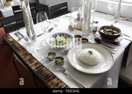 La nourriture créole à Maurice. Polyvalent, simple et savoureux ! La rougaille est une spécialité créole, plat et pour beaucoup de familles mauriciennes ! Raison simple Banque D'Images