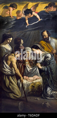 L'Adoration des bergers - Adoration des bergers, 1632, par Louis LE NAIN, 1593 - 1677, Paris, France, en français, Banque D'Images