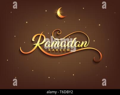 Ramadan Kareem salutation belle bannière lettrage pour fond islamique Illustration de Vecteur