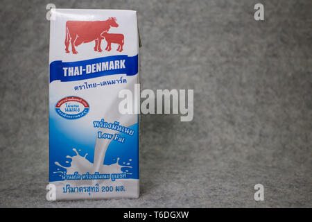 Chiang Mai, Thaïlande - 30 Avril 2019 : le Danemark lait UHT. Produit à partir de la Thaïlande. Banque D'Images