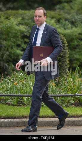 Londres, 30 avril 2019. Secrétaire de la santé Matt Hancock arrivant pour réunion hebdomadaire du cabinet au 10 Downing Street. Credit : Malcolm Park/Alamy Banque D'Images
