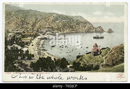 Detroit Photographic Company vintage postcard la reproduction de l'Avalon Harbour sur l'île de Santa Catalina, Californie, 1903. À partir de la Bibliothèque publique de New York. () Banque D'Images