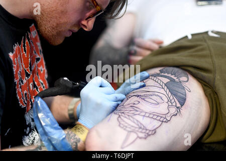 La 9e Convention de Tatouage écossais à Édimbourg, tenue à l'échange avec l'atmosphère de maïs : où : Édinbourg, Royaume-Uni Quand : 30 Mar 2019 Crédit : Euan Cherry/WENN Banque D'Images