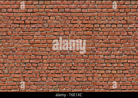 La texture du mur de brique rouge vintage, vieux mur de briques rouges. Banque D'Images