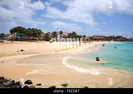 La plage de Santa Maria, île de Sal, Cap-Vert, Afrique Banque D'Images