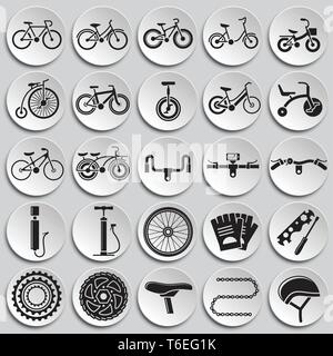 Les vélos icons set sur les plaques pour l'arrière-plan graphique et web design. Vecteur simple signe. Concept Internet symbole de bouton site web ou mobile Illustration de Vecteur