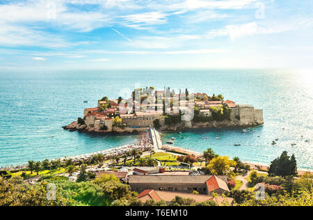 Célèbre dans l'île de Sveti Stefan, Budva Banque D'Images