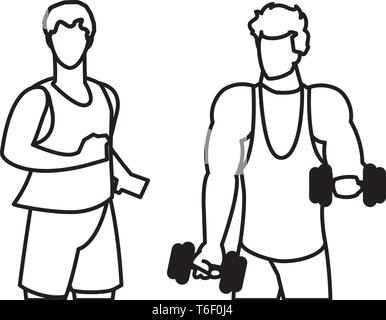 Le levage de poids hommes athlétiques et exécutant vector illustration design Illustration de Vecteur