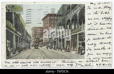 Detroit Publishing Company vintage postcard la reproduction de l'hôtel St Charles sur St Charles Street à New Orleans, Louisiane, 1900. À partir de la Bibliothèque publique de New York. () Banque D'Images