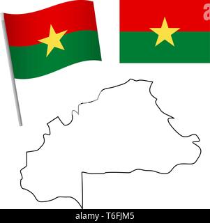 Drapeau du Burkina Faso et de la carte. Contexte patriotique. Drapeau national du Burkina Faso vector illustration Illustration de Vecteur