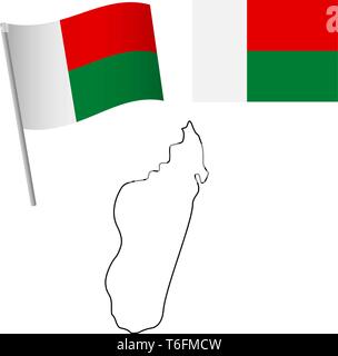 Madagascar drapeau et carte. Contexte patriotique. Drapeau national de Madagascar vector illustration Illustration de Vecteur