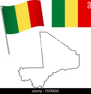 Mali drapeau et carte. Contexte patriotique. Drapeau national du Mali vector illustration Illustration de Vecteur