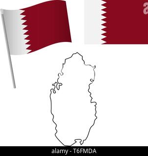 Le Qatar drapeau et carte. Contexte patriotique. Drapeau national du Qatar vector illustration Illustration de Vecteur