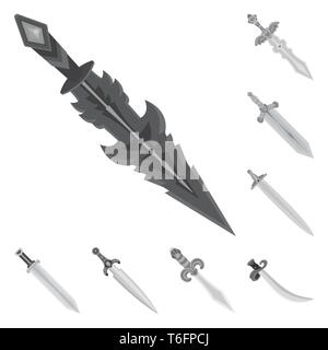 Poignée,magique,ancien,espagnol,privilégiez,verre,combat,decoration,couilles,guerrier viking,,scimitar,argent,rubis,chevalier,Chinois,ornement,acier,pierre,pierre,gravure,militaires,soldat,conquérant,fantaisie,vieille,guerre,forte,lame,épée,couteau,dague arme,sabre,médiévale,jeu,jeu,armure,vecteur icône,,illustration,collection,isolé,design,graphisme,élément signe,gris,noir,vecteurs vecteur , Illustration de Vecteur