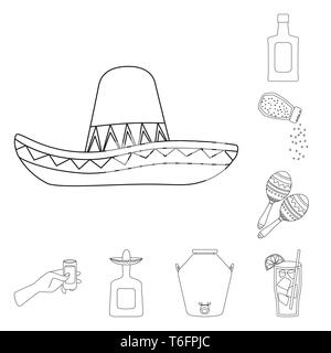 ,Sombrero,bouteille,maracas,distillerie,cocktail,Mexique,alcool,sel,instrument,eau,processus glass, chapeau,vodka,pack costume,glace,transparent,whisky,santé,salsa,citron,moonshine,travel,fort,bat,Mexique,tequila,fajita,fiesta,party,fête,cafe,Latin,carnaval,national,set,icône,,illustration,collection,isolé,design,graphisme,élément signe,ligne,plan,vecteurs vecteur , Illustration de Vecteur