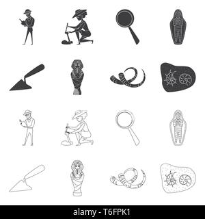 L'objectif,archéologue,maman,OUTIL,sarcophage,corne,rock,les droits,fille,verre,truelle,pharaon tusk,Black,amphora,sol,Egypte,creuser,,égyptien,mammouth figure,emploi,loupe,ciel,mort,réparer,tomb zoom,histoire,construction,articles,musée,attributs,archéologie,historique,recherche,de,bien,Travail,découverte,set,icône,,illustration,collection,isolé,design,graphisme,élément vecteur vecteurs,signer , Illustration de Vecteur