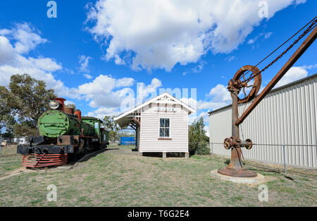 Juin historique gare ferroviaire, 1920-1967, consacré au service de l'agriculture et les industries d'extraction du charbon. Au sud-ouest du Queensland, Queensland, Australie Banque D'Images