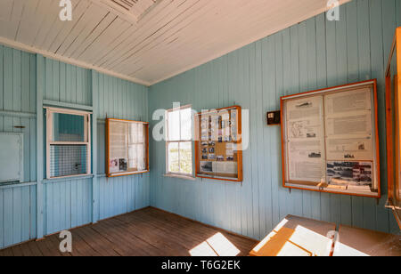 Intérieur de la gare ferroviaire de juin historique restauré, 1920-1967, consacré au service de l'agriculture et les industries d'extraction du charbon. Au sud-ouest du Queensland, QL Banque D'Images