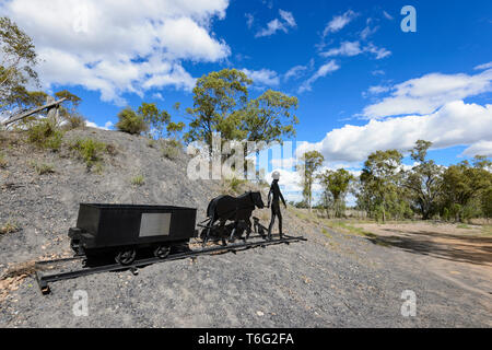 L'ancienne mine de charbon Juin utilisés pour fournir du charbon pour les locomotives sur la ligne ferroviaire de l'Ouest à partir de la Roma à Quilpie autour de 1933, au sud-ouest du Queensland, Banque D'Images